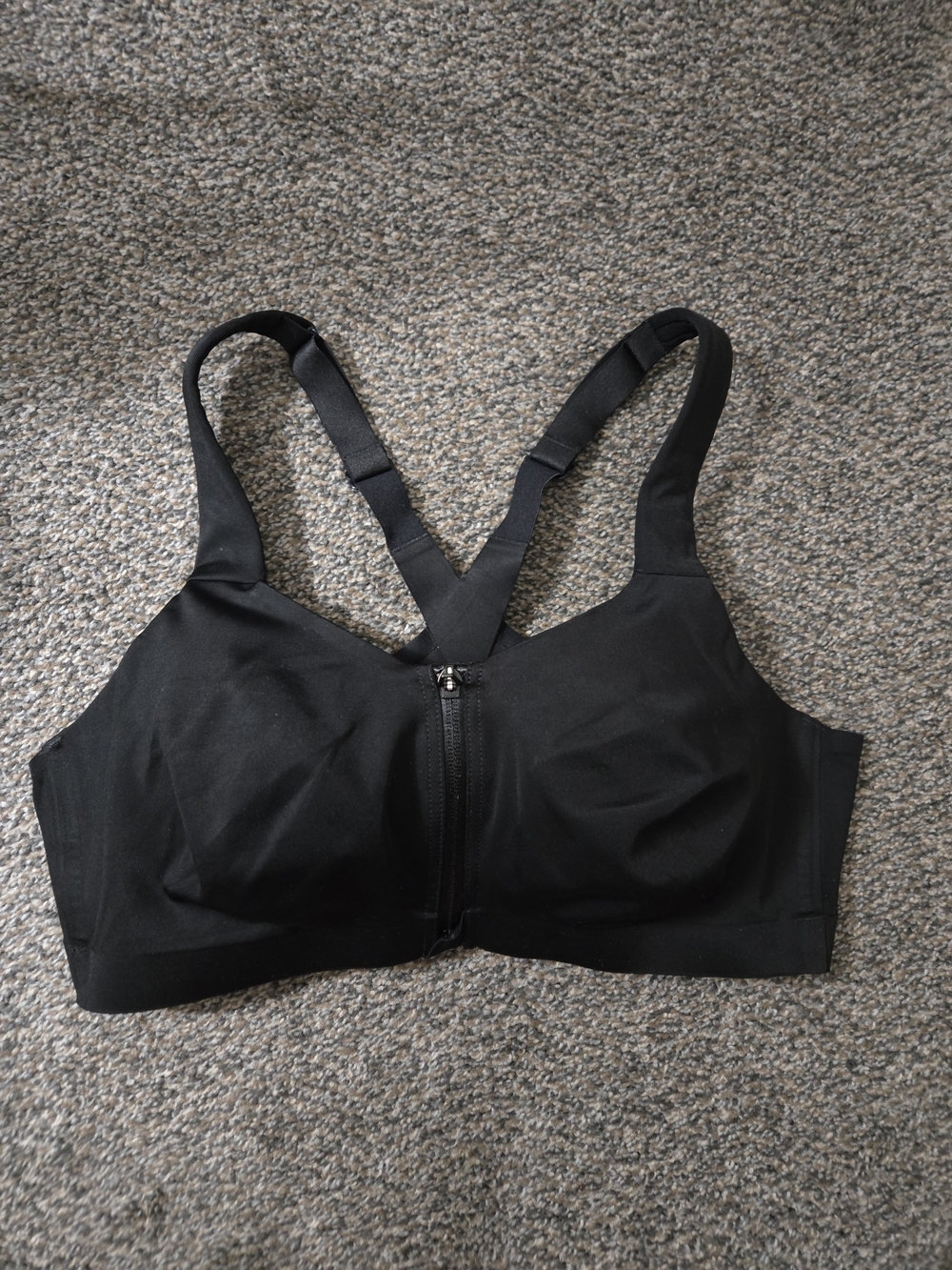 Victoria's Secret Black Front-Zip Medium Impact Sports Bra
